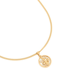 Waterproof Gold Plated Stainless Steel Cubic Zirconia Libra Circle Zodiac Sign Necklace - link has visual effect only