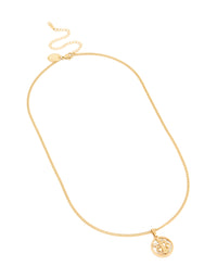 Waterproof Gold Plated Stainless Steel Cubic Zirconia Libra Circle Zodiac Sign Necklace - link has visual effect only