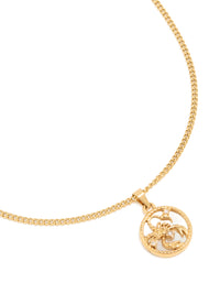 Waterproof Gold Plated Stainless Steel Circle Scorpio Zodiac Sign Necklace - link has visual effect only