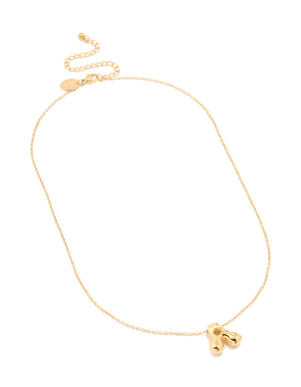 Waterproof Gold Plated Stainless Steel Large Bubble Letter A Necklace