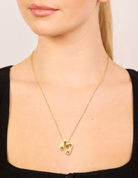 Waterproof Gold Plated Stainless Steel Large Bubble Letter M Necklace - link has visual effect only