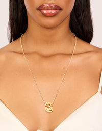 Waterproof Gold Plated Stainless Steel Large Bubble Letter S Necklace - link has visual effect only
