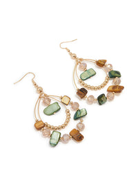 Gold Genuine Shell Brown & Green Beaded Earrings - link has visual effect only