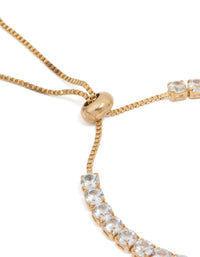 Waterproof Gold Plated Stainless Steel Cubic Zirconia Tennis Toggle Bracelet - link has visual effect only