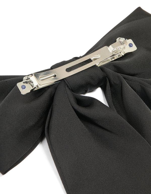 Black Fabric Medium Basic Bow Clip