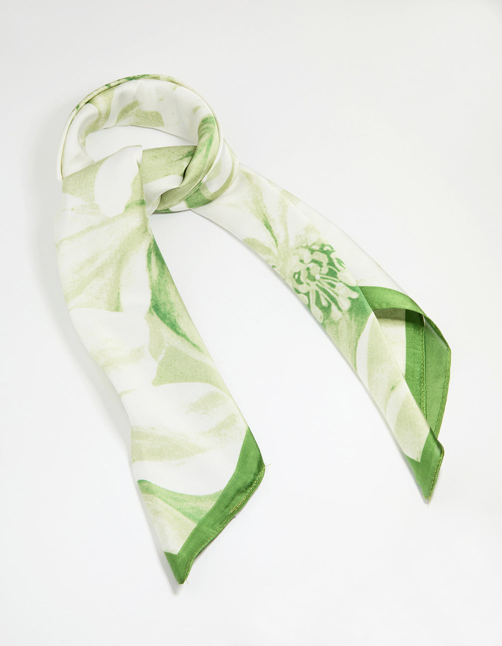White & Green Watercoloured Fabric Large Scarf