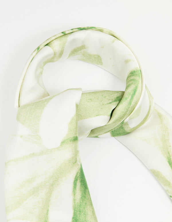 White & Green Watercoloured Fabric Large Scarf
