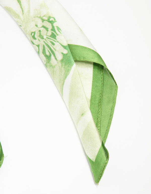 White & Green Watercoloured Fabric Large Scarf