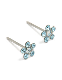 Surgical Stainless Steel Aqua Cubic Zirconia Daisy Piercing Stud - link has visual effect only