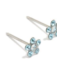 Surgical Stainless Steel Aqua Cubic Zirconia Daisy Piercing Stud - link has visual effect only