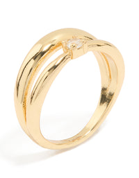 Gold Plated Cubic Zirconia Multirow Ring - link has visual effect only