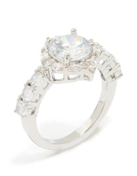 Silver Cubic Zirconia Circle Thin Ring - link has visual effect only