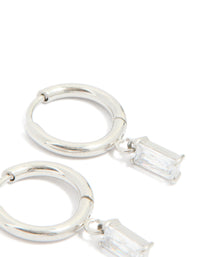 Surgical Steel Baguette Drop Prism Hoop Earrings - link has visual effect only