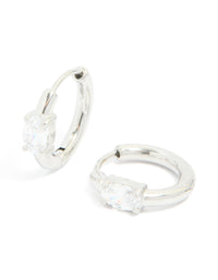 Stainless Steel Oval Prism Hoop Earrings - link has visual effect only