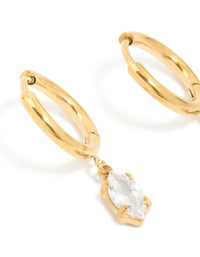 Gold Plated Surgical Steel Drop Prism Hoop Earrings - link has visual effect only