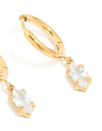 Gold Plated Surgical Steel Drop Prism Hoop Earrings - link has visual effect only
