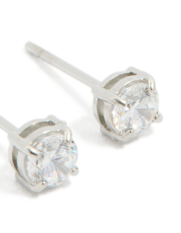 Stainless Steel 4mm Prism Stud Earrings
