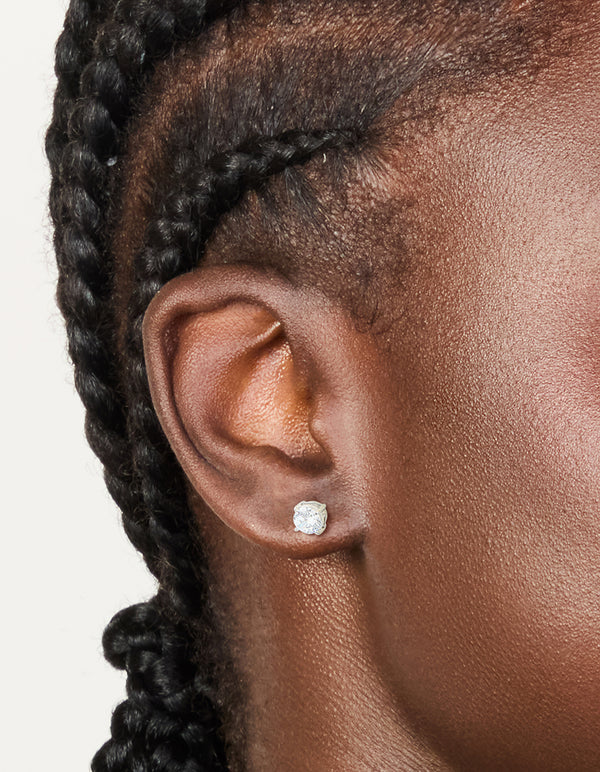 Stainless Steel 6mm Prism Stud Earrings
