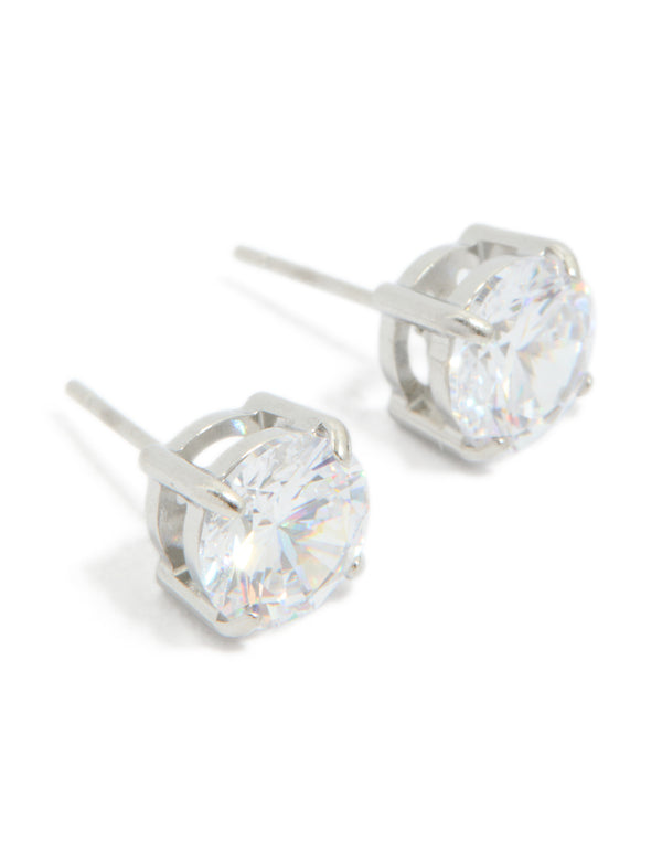 Stainless Steel 8mm Prism Stud Earrings
