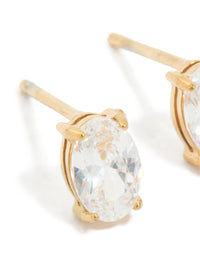 Gold Plated Surgical Steel Oval Prism Stud Earrings 6 MM - link has visual effect only