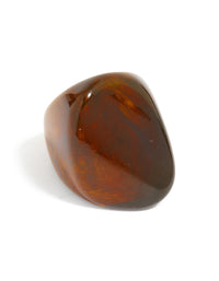 Crafted from dark brown acrylic, this large obtuse ring features chunky statement design side detail view - link has visual effect only