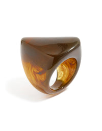 Designed with dark brown acrylic, this large obtuse ring showcases chunky statement design front view - link has visual effect only