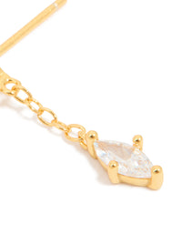Gold Plated Sterling Silver Cubic Zirconia Drop Chain Earrings - link has visual effect only