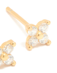 Gold Plated Sterling Silver Cubic Zirconia Mini Flower Earrings - link has visual effect only
