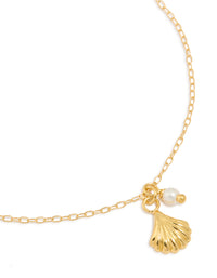 Gold Plated Sterling Silver Pearl & Shell Bracelet - link has visual effect only