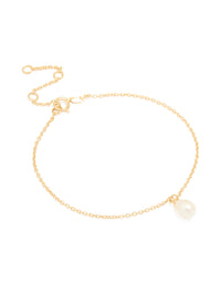 Gold Plated Sterling Silver Pearl Charm Bracelet - link has visual effect only