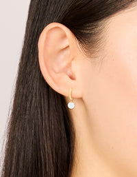 Wateproof Gold Plated Stainelss Steel Diamante Huggie Earrings - link has visual effect only
