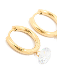 Wateproof Gold Plated Stainelss Steel Diamante Huggie Earrings - link has visual effect only