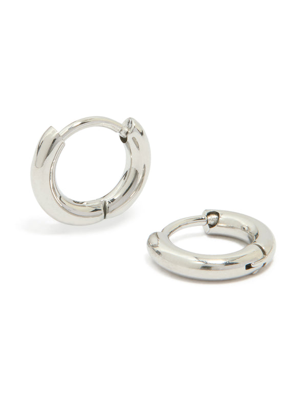 Waterproof Stainless Steel Clicker Hoop Earrings 8 MM