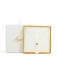 Silver Plated Cubic Zirconia Centre Heart Pendant Necklace & Earrings Set - link has visual effect only