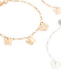 Mixed Metal Butterfly Bracelets 3-Pack - link has visual effect only