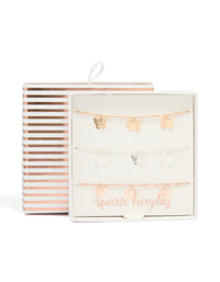 Mixed Metal Butterfly Bracelets 3-Pack - link has visual effect only