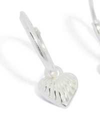 Sterling Silver Heart Charm Huggie Earrings - link has visual effect only