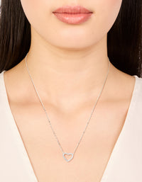 Sterling Silver Cubic Zirconia Pave Heart Necklace - link has visual effect only