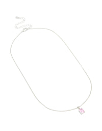Silver Pink Cubic Zirconia Pendant Necklace - link has visual effect only