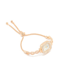 Gold Cubic Zirconia Rectangular Face Toggle Watch - link has visual effect only