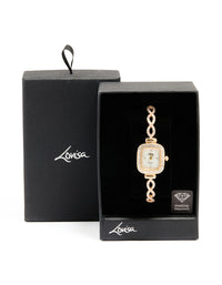 Gold Cubic Zirconia Rectangular Face Toggle Watch - link has visual effect only