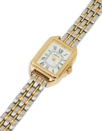 Mixed Metal Rectangle Roman Numerals Watch - link has visual effect only