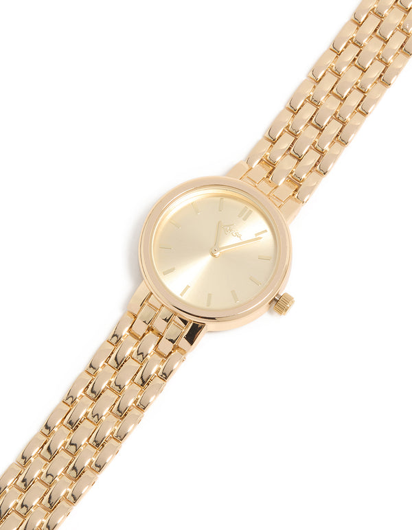 Gold Large Round Face Watch
