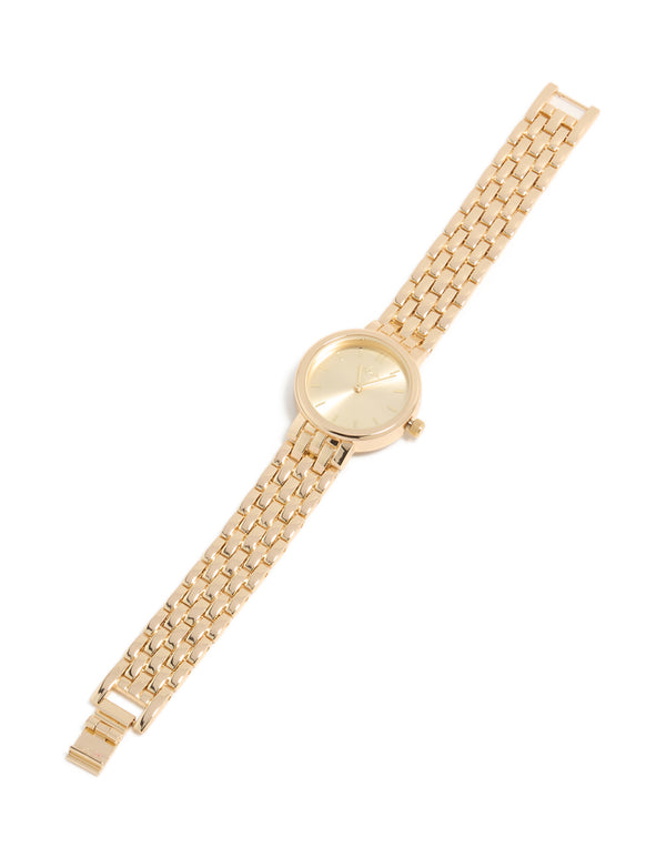Gold Large Round Face Watch
