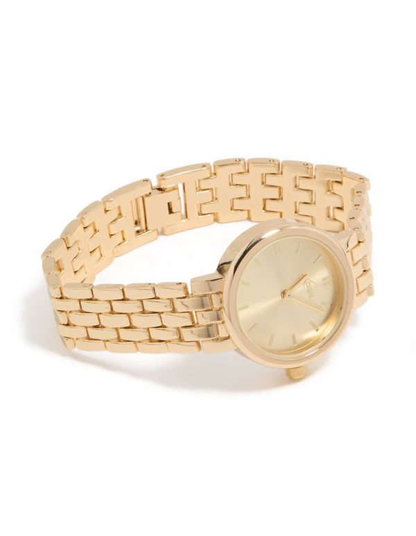 Gold Large Round Face Watch