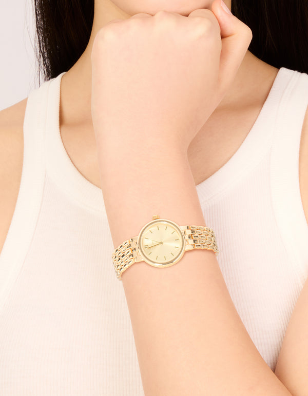 Gold Large Round Face Watch