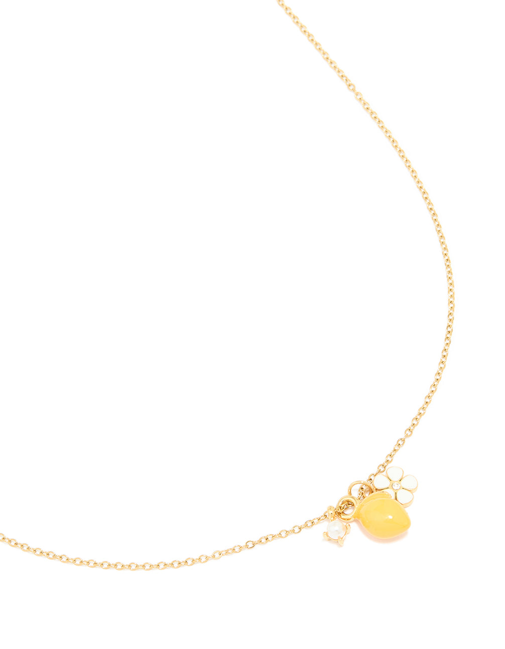 Waterproof Gold Plated Stainless Steel Lemon & Flower Cluster Necklace