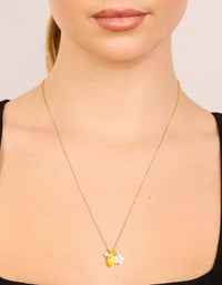 Waterproof Gold Plated Stainless Steel Lemon & Flower Cluster Necklace - link has visual effect only