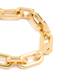 Waterproof Gold Plated Stainless Steel Paperclip Large Chain Bracelet - link has visual effect only