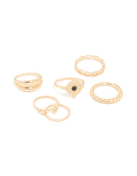 Gold Textured Mixed Rings 6-Pack - link has visual effect only